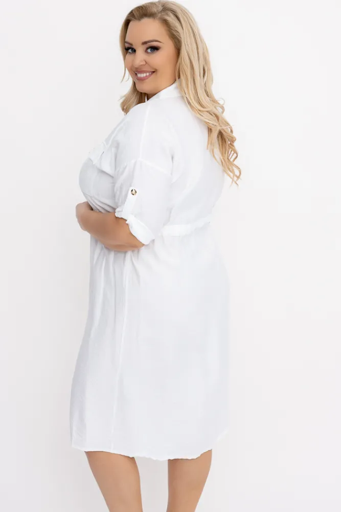 Włoski Biała Sukienka szmizjerka SAFERI