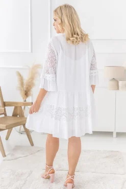 Włoski Biała Sukienka z haftem TULUZI