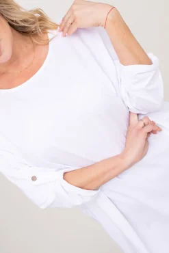 Damskie Włoski Biała Tunika asymetryczna DELMENA