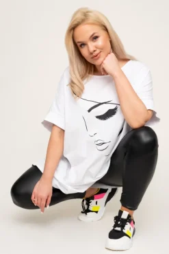 Damskie Włoski Biała Tunika LASHA Wzór 1