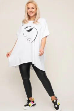 Damskie Włoski Biała Tunika LASHA Wzór 1