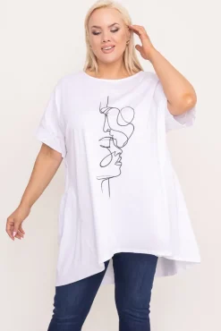 Damskie Włoski Biała Tunika LASHA Wzór 3