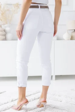 Damskie Włoski Białe Spodnie Jeansowe GREPI