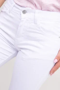 Damskie Włoski Białe Spodnie Jeansowe PERMENIO