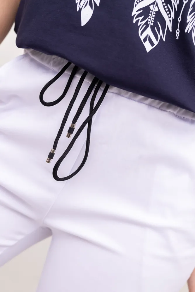 Damskie Włoski Białe Spodnie rybaczki DELMI