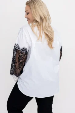 Damskie Włoski Biało-czarna Koszula z koronką IRIEN