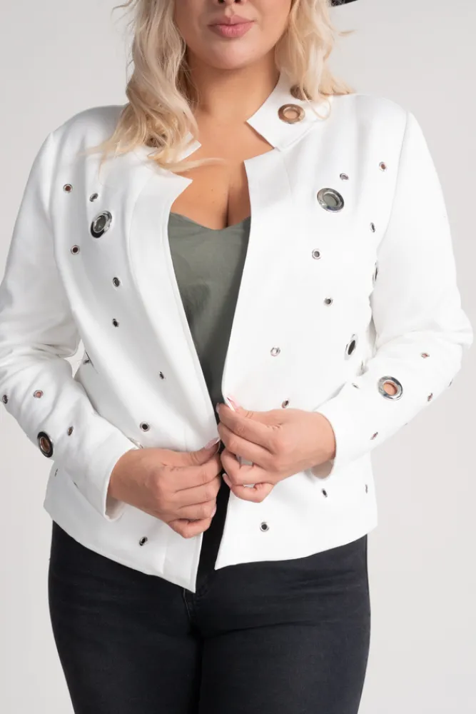 Damskie Polski Biało-srebrna Marynarka MILIS