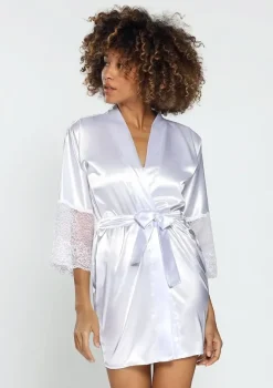Polski Biały Szlafrok satynowy CLARISSA