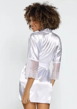 Polski Biały Szlafrok satynowy CLARISSA