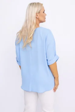 Damskie Włoski Błękitna Bluzka z wisiorkiem BELUCIO
