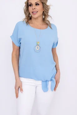 Damskie Włoski Błękitna Bluzka z wisiorkiem FAIRY