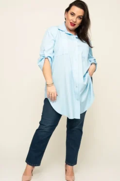 Damskie Włoski Błękitna Koszula SIRIN