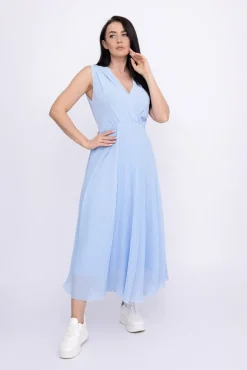 Włoski Błękitna plisowana Sukienka szyfonowa GUSTEN
