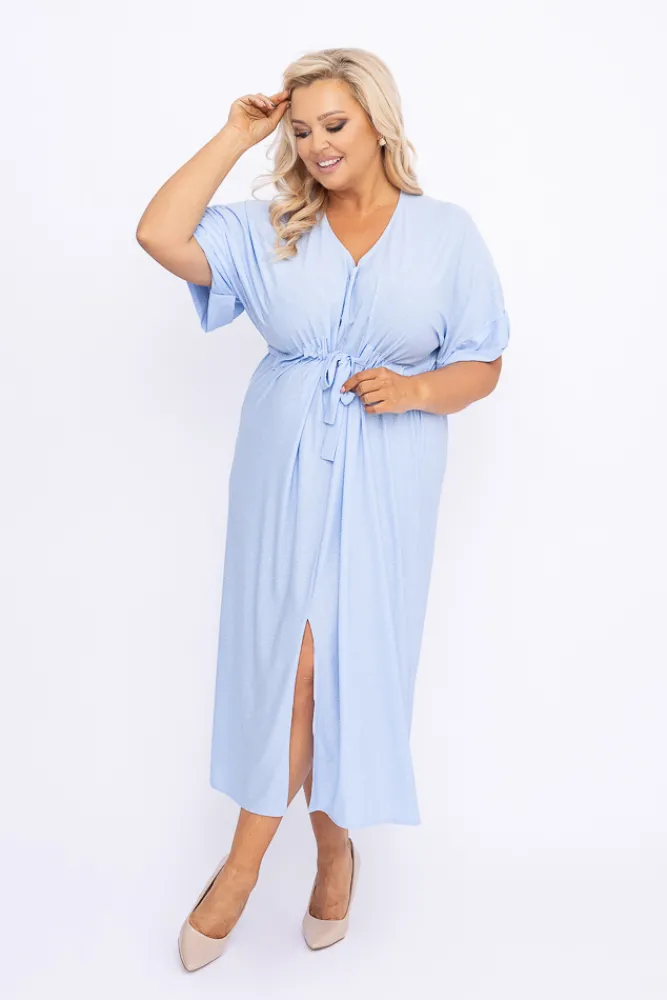 Polski Błękitna Sukienka brokatowa MONSORI