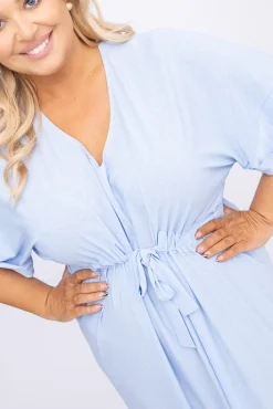 Polski Błękitna Sukienka brokatowa MONSORI