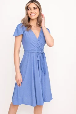 Polski Błękitna Sukienka brokatowa GENVELI