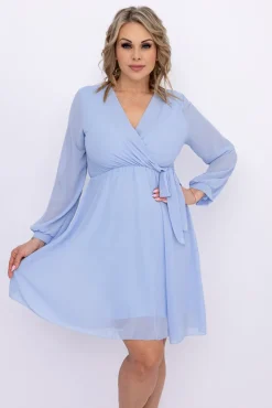 Włoski Błękitna Sukienka Elegancka PERLA