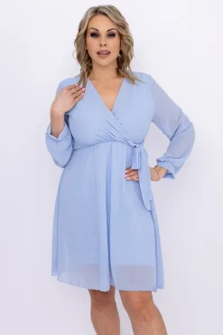 Włoski Błękitna Sukienka Elegancka PERLA