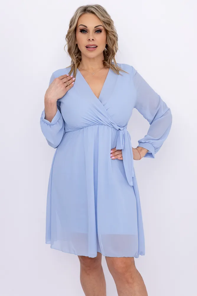 Włoski Błękitna Sukienka Elegancka PERLA