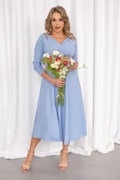 Włoski Błękitna Sukienka FEZANTI