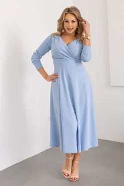 Włoski Błękitna Sukienka FEZANTI