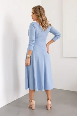 Włoski Błękitna Sukienka FEZANTI