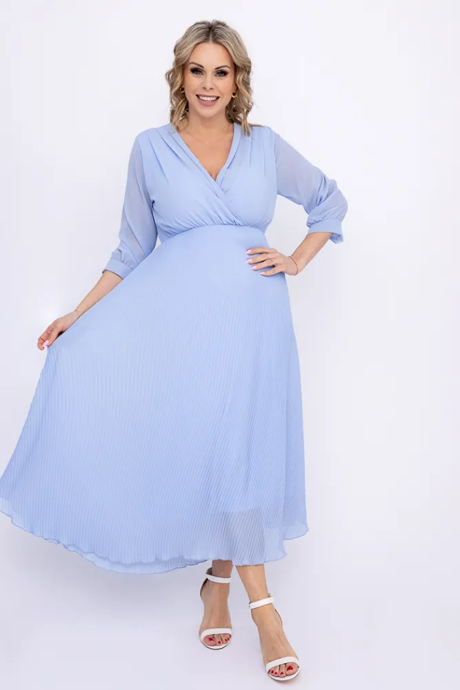 Włoski Błękitna Sukienka plisowana KEMELI