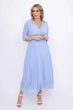 Włoski Błękitna Sukienka plisowana KEMELI