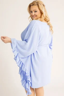 Polski Błękitna Sukienka z falbankami SELIN