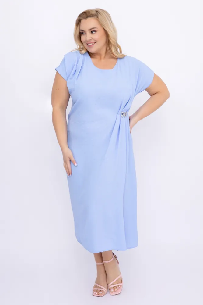 Polski Błękitna Sukienka z kokardką KARTISIA