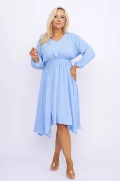 Polski Błękitna Sukienka z marszczeniem MILIO