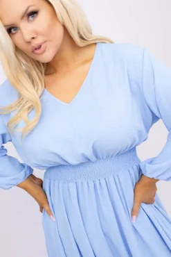 Polski Błękitna Sukienka z marszczeniem MILIO