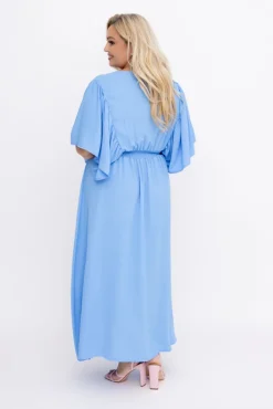 Polski Błękitna Sukienka z marszczeniem VELUZINO