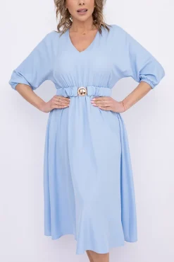 Polski Błękitna Sukienka z paskiem GESINA