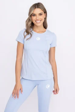 Damskie Polski Błękitny Komplet Sportowy z krótkim rękawem SPINTI