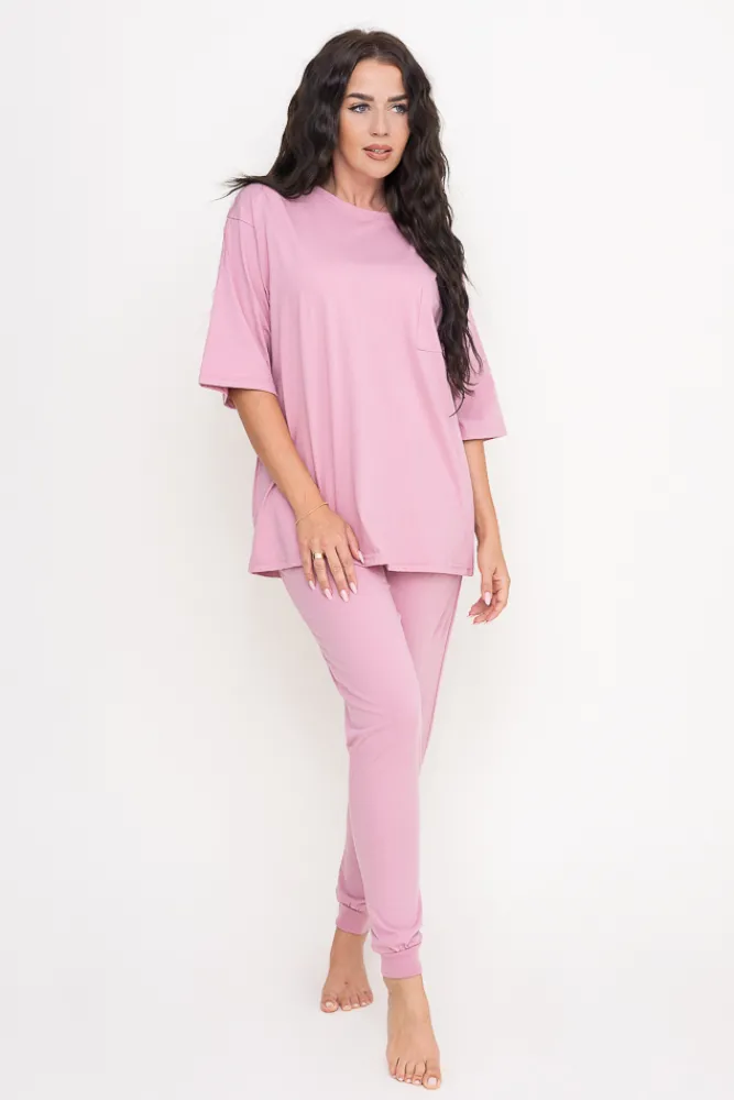 Polski Bladoróżowa Piżama z długimi spodniami REVENTI