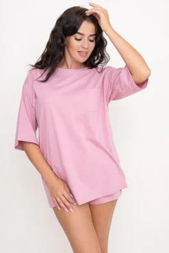 Polski Bladoróżowa Piżama z szortami PURENA