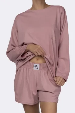 Polski Bladoróżowa Piżama z szortami LEKREZI