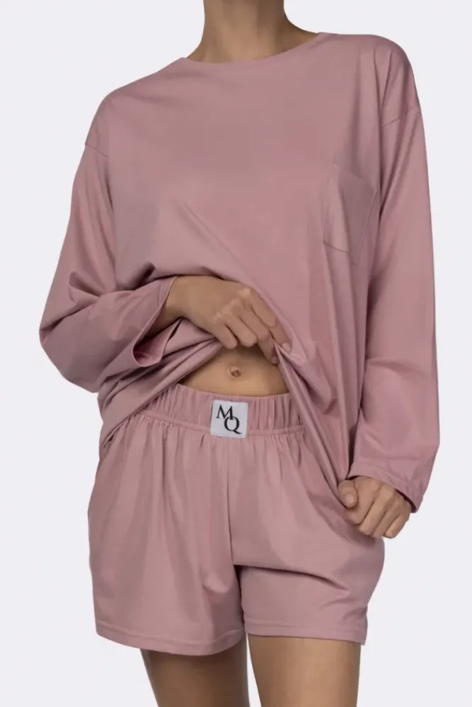 Polski Bladoróżowa Piżama z szortami LEKREZI