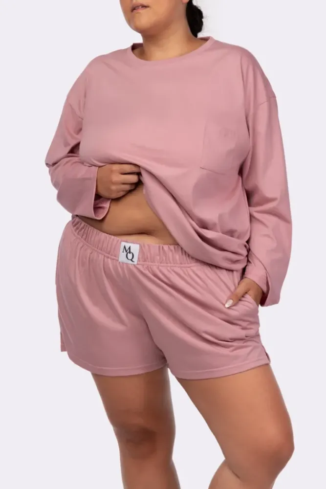 Polski Bladoróżowa Piżama z szortami LEKREZI