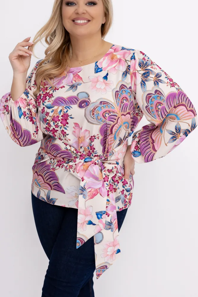 Damskie Polski Bluzka z wiązaniem BENERVI Wzór 9