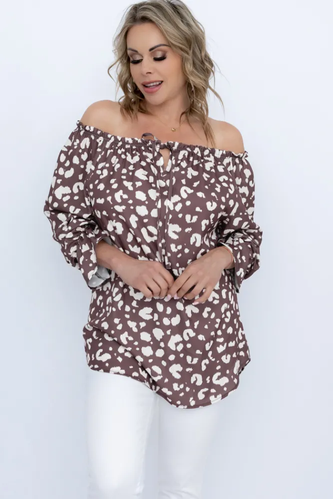 Damskie Polski Bluzka z wiązanym dekoltem VELMUCIO Wzór 4