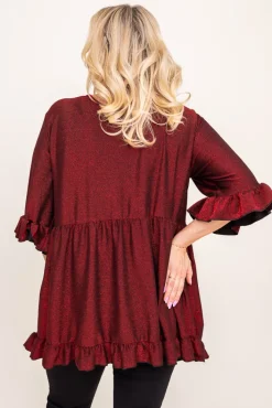 Damskie Polski Bordowa Bluzka brokatowa MISTI