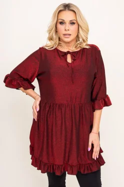 Damskie Polski Bordowa Bluzka brokatowa MISTI