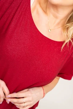 Damskie Polski Bordowa Bluzka brokatowa MALPEZA