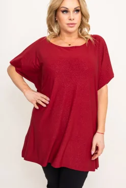 Damskie Polski Bordowa Bluzka brokatowa MALPEZA