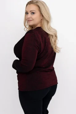 Damskie Włoski Bordowa Bluzka błyszcząca LAGGI