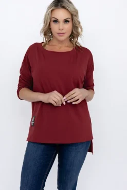 Damskie Włoski Bordowa Bluzka SALEN