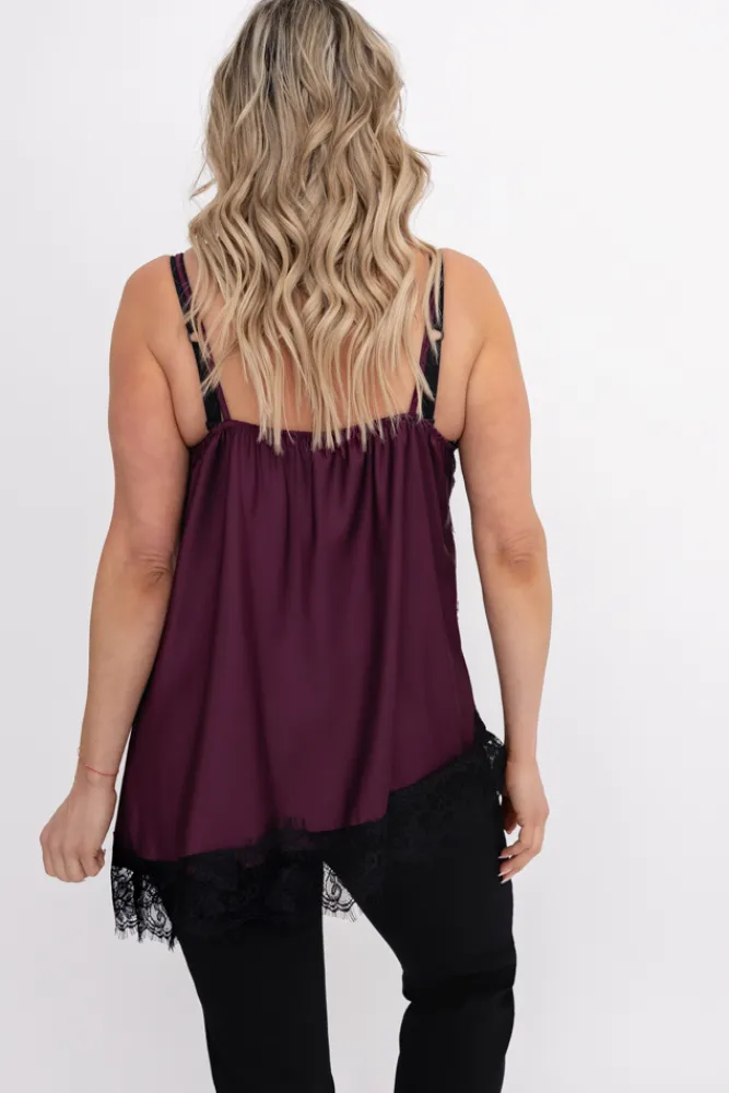 Damskie Włoski Bordowa Bluzka satynowa JEZZI