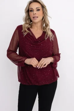 Damskie Włoski Bordowa Bluzka siateczkowa BISKIO Wzór 3